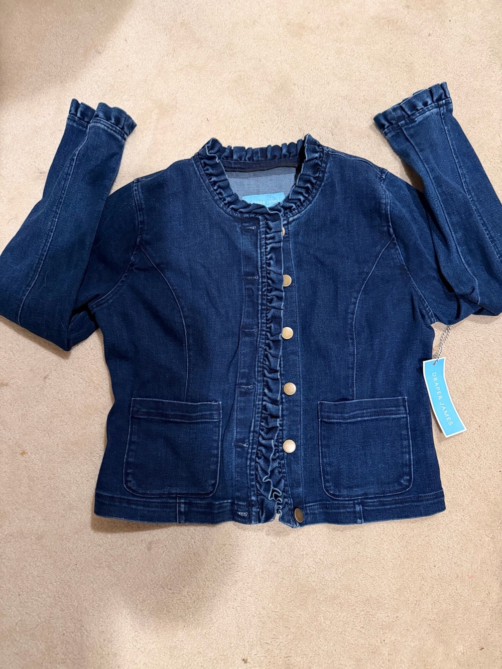 NWT Draper James Denim Ruffle Jacket - Sz Med